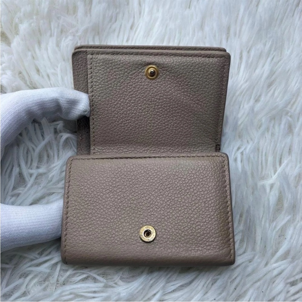 Saint Laurent Taupe Leather Wallet with Gold Logo - Picture 6 of 12